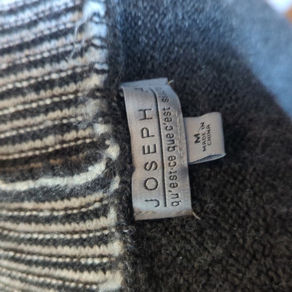 Black / Gray Faux Fox Fur Collar Striped/Dots Long Open Front Soft Cardigan Sz M - Picture 8 of 11